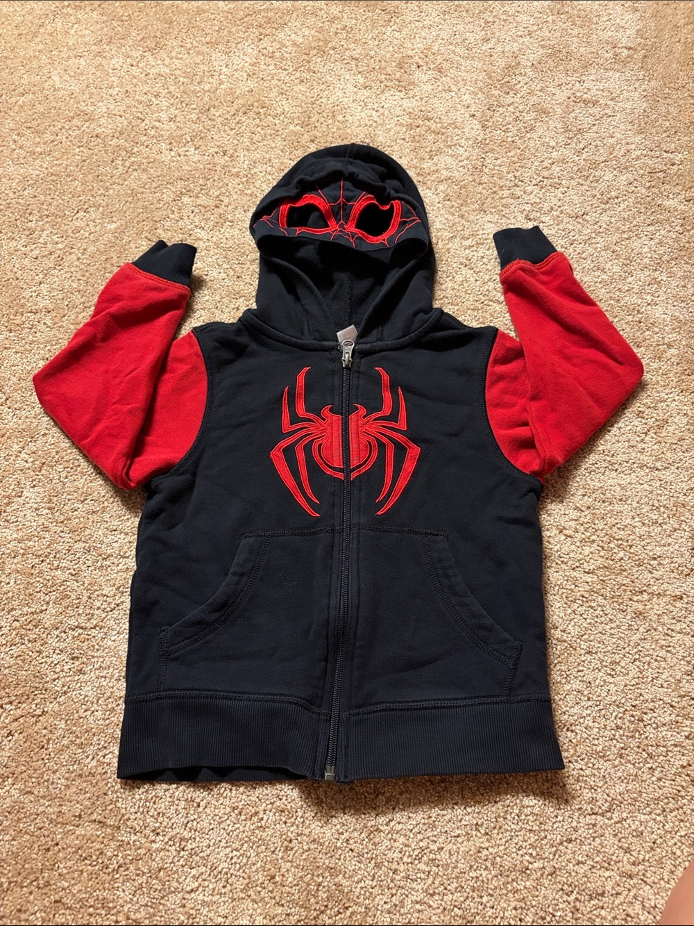 Marvel Spider-Man Boys Black & Red Graphic Hooded Zip-Up Sweatshirt
